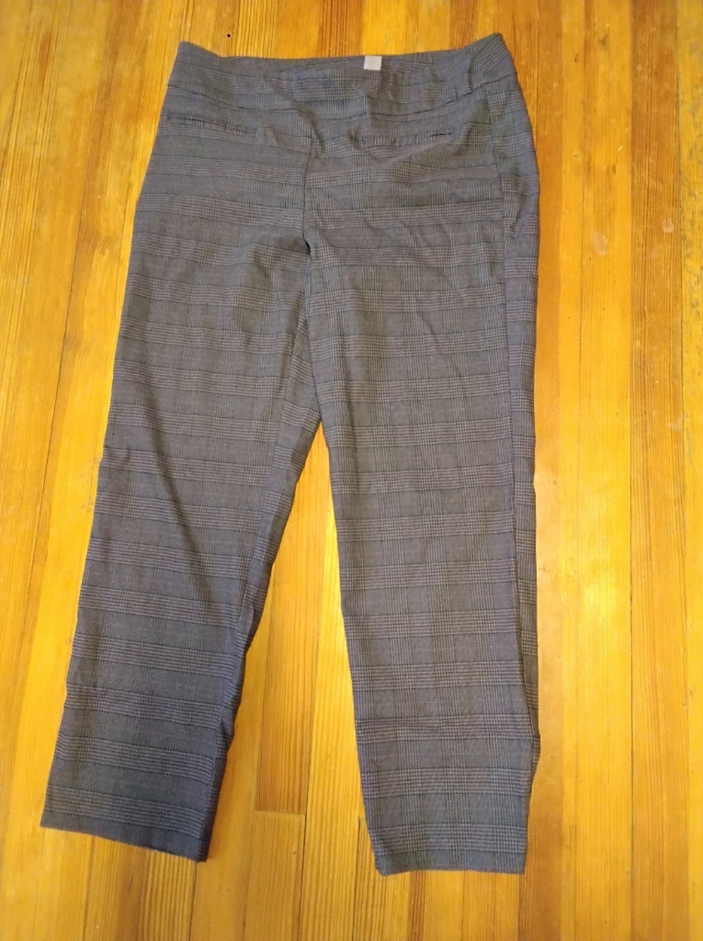 Avenue Black and Gray Plaid Cropped Pants